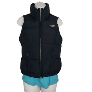 Hollister Women’s Puffer Vest Jacket Size Small Navy